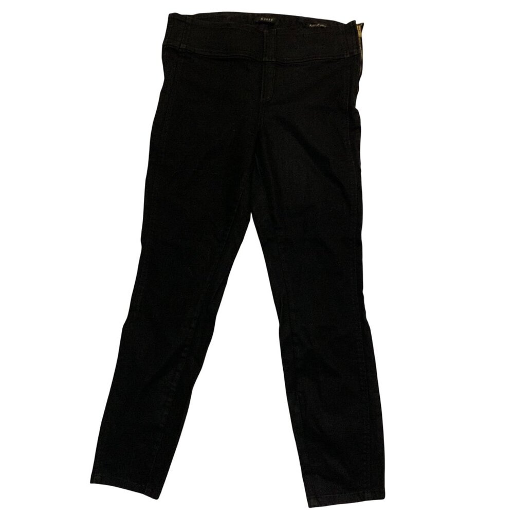 Guess Womens‎ Black Jeans  Side Zipper Lift Up Detail Waist 32'